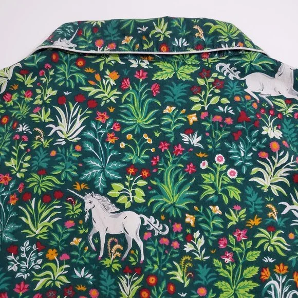 PrintFresh Pajama Top M Unicorn's Garden Juniper Organic Cotton Short Sleeve - Picture 10 of 13